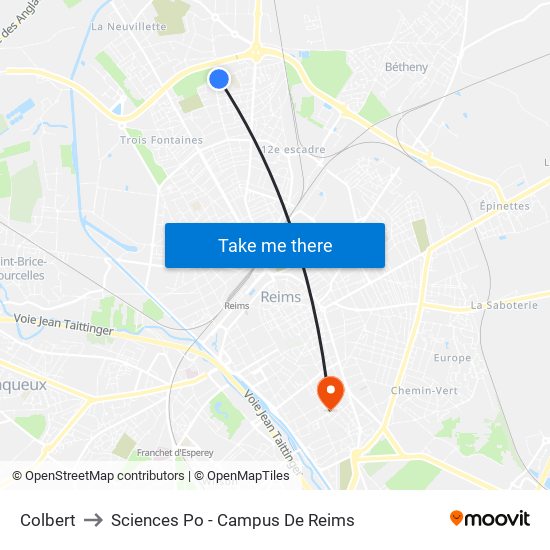 Colbert to Sciences Po - Campus De Reims map