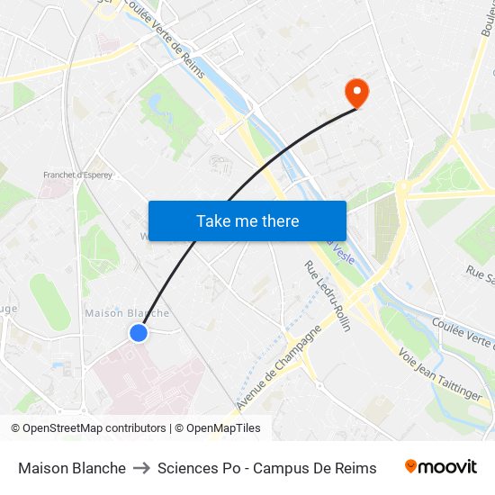 Maison Blanche to Sciences Po - Campus De Reims map