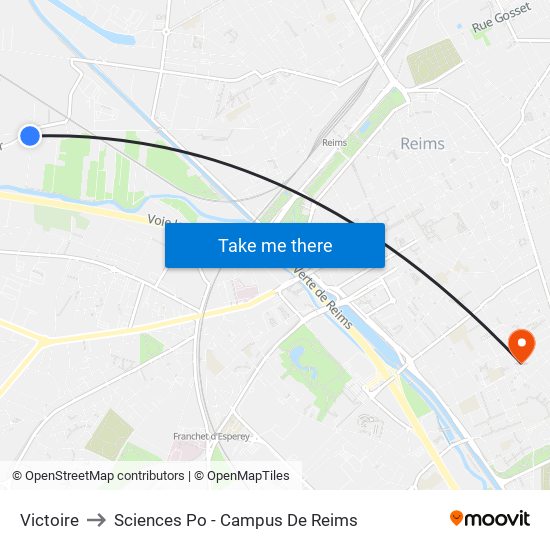 Victoire to Sciences Po - Campus De Reims map