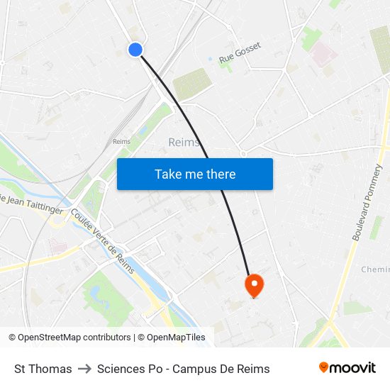 St Thomas to Sciences Po - Campus De Reims map