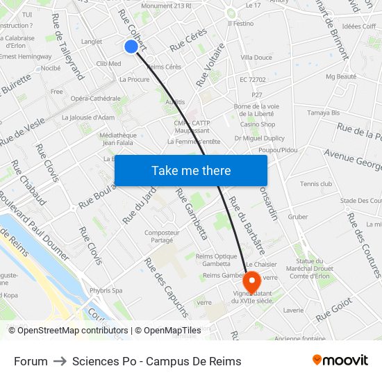 Forum to Sciences Po - Campus De Reims map