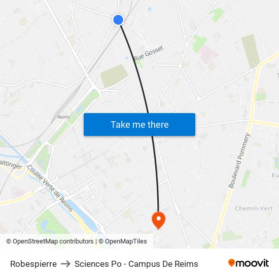 Robespierre to Sciences Po - Campus De Reims map