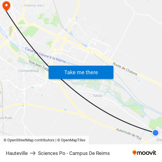 Hauteville to Sciences Po - Campus De Reims map