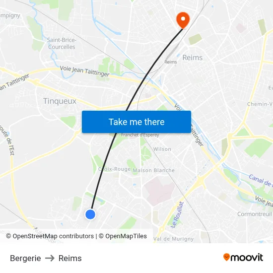 Bergerie to Reims map