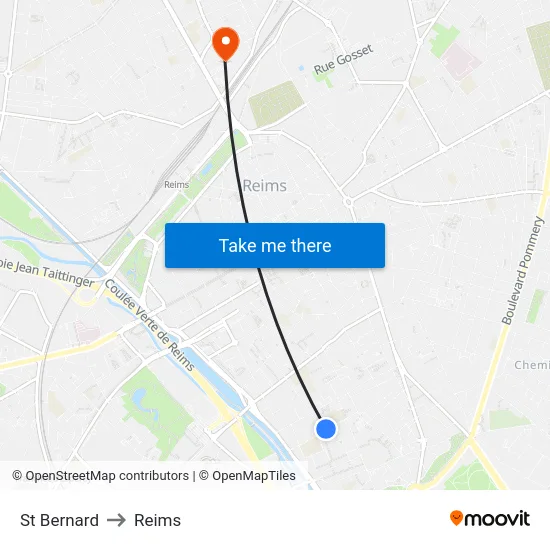 St Bernard to Reims map