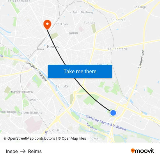 Inspe to Reims map