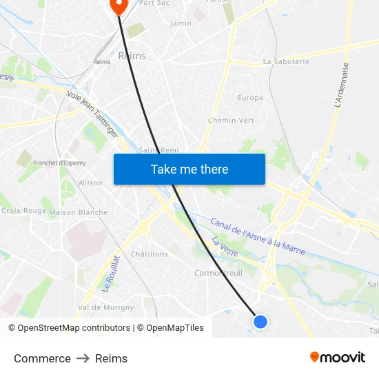 Commerce to Reims map