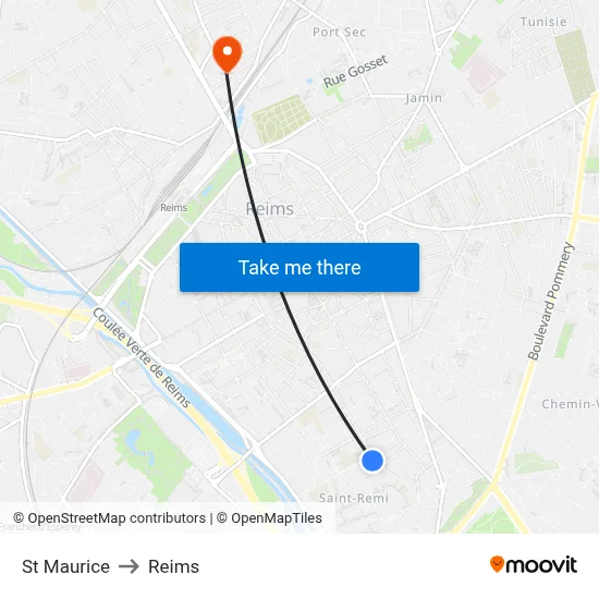 St Maurice to Reims map