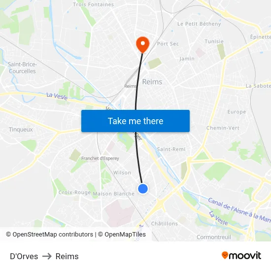 D'Orves to Reims map