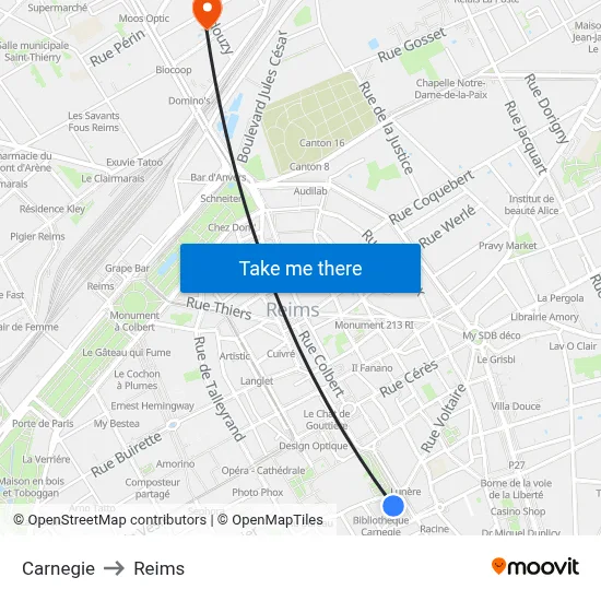Carnegie to Reims map