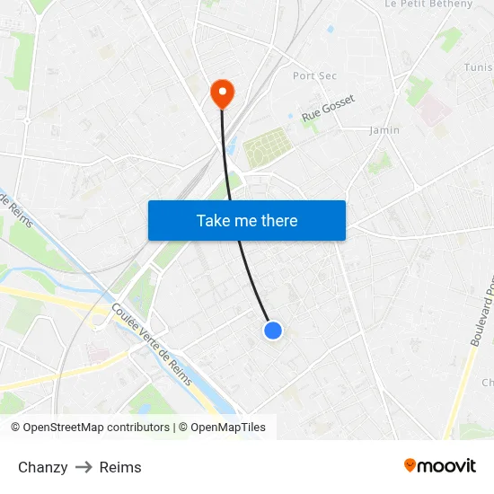 Chanzy to Reims map