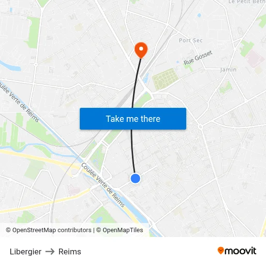 Libergier to Reims map