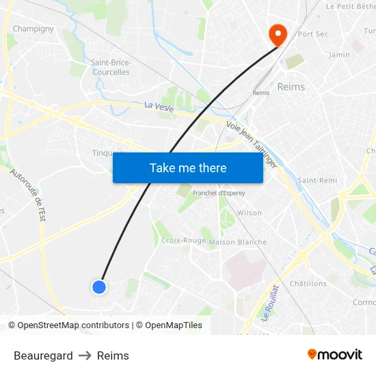 Beauregard to Reims map