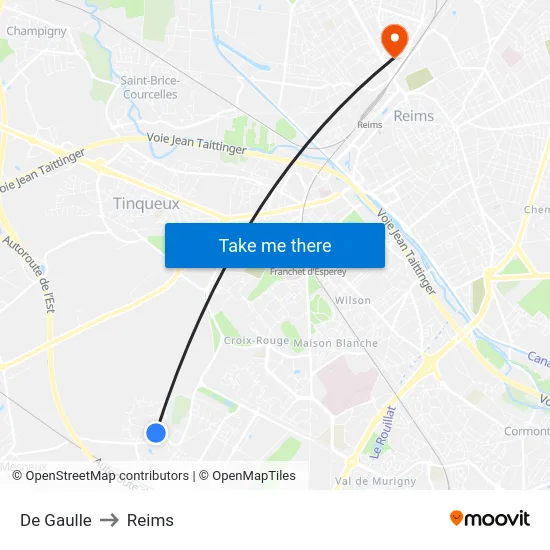 De Gaulle to Reims map