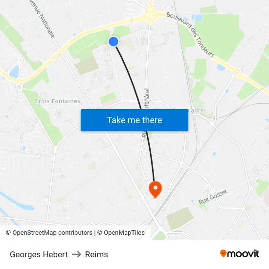 Georges Hebert to Reims map