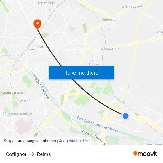 Coffignot to Reims map