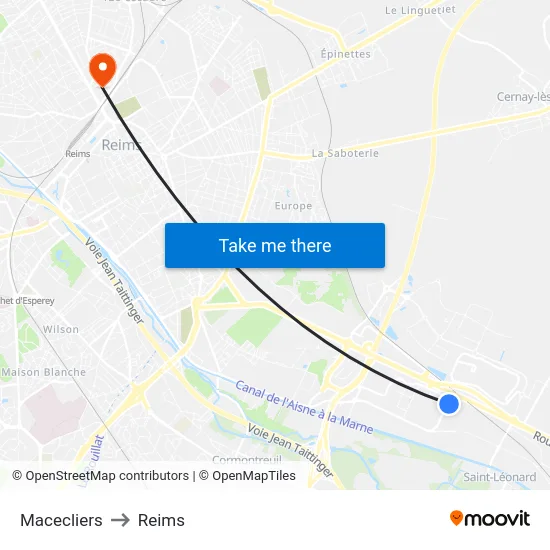 Macecliers to Reims map