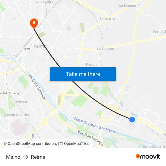 Maino to Reims map
