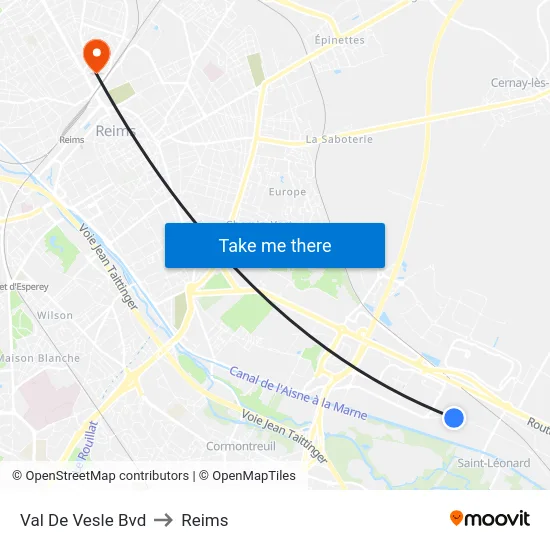 Val De Vesle Bvd to Reims map