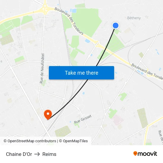 Chaine D'Or to Reims map