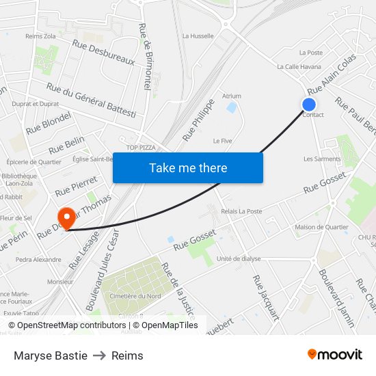 Maryse Bastie to Reims map