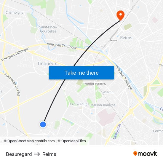 Beauregard to Reims map
