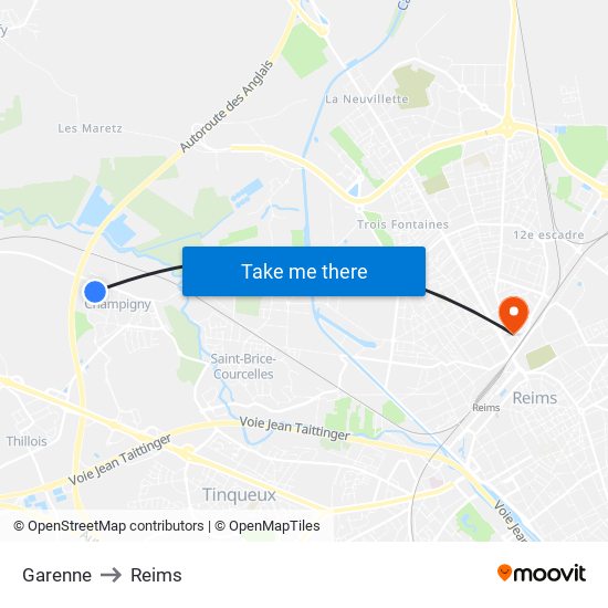 Garenne to Reims map