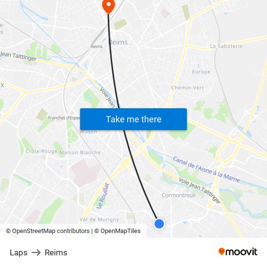 Laps to Reims map
