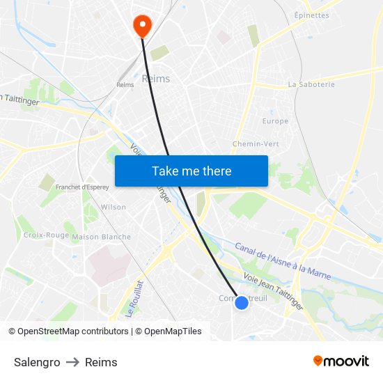 Salengro to Reims map