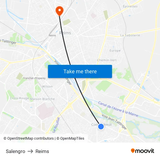 Salengro to Reims map