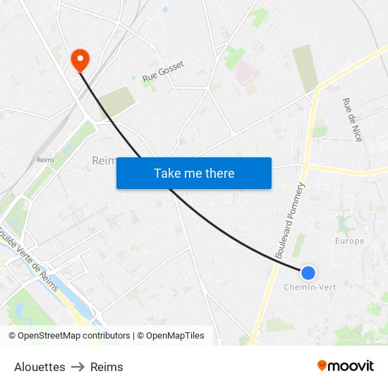 Alouettes to Reims map