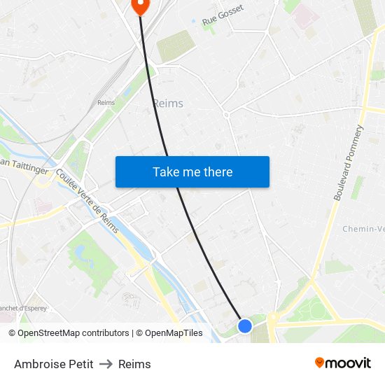 Ambroise Petit to Reims map