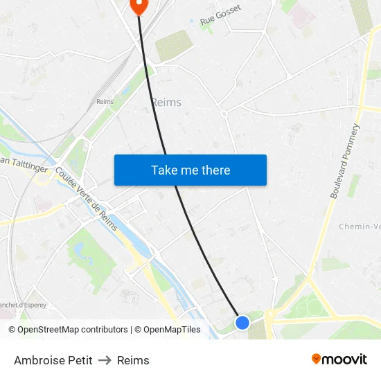 Ambroise Petit to Reims map