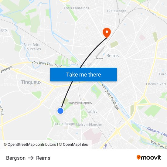 Bergson to Reims map