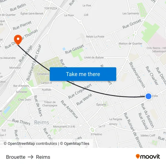 Brouette to Reims map