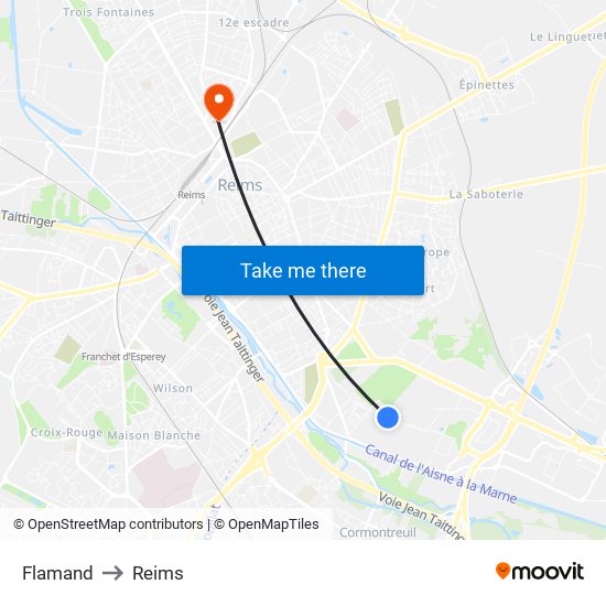 Flamand to Reims map