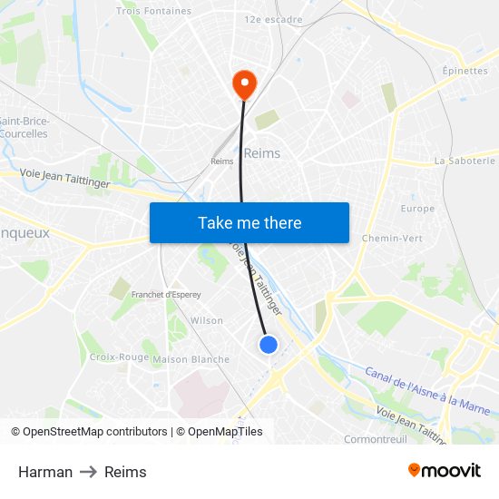 Harman to Reims map