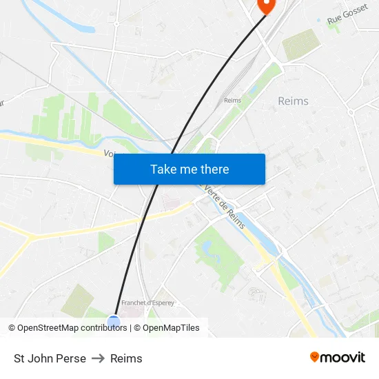 St John Perse to Reims map