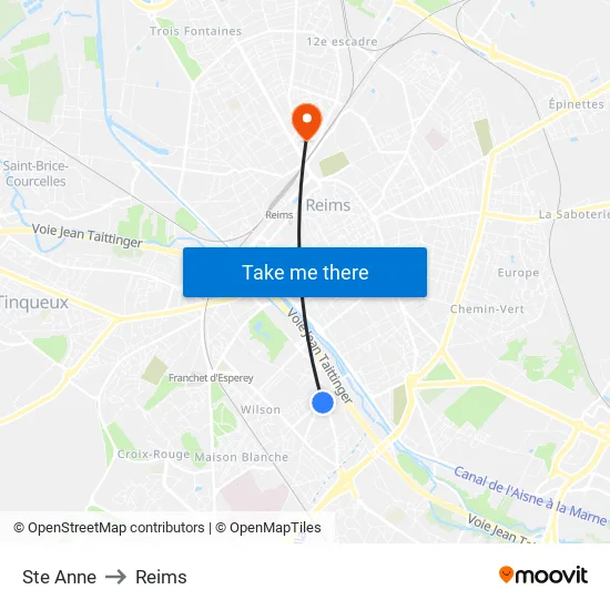 Ste Anne to Reims map