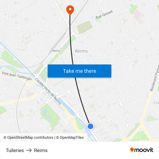 Tuileries to Reims map