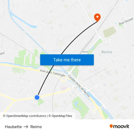Haubette to Reims map