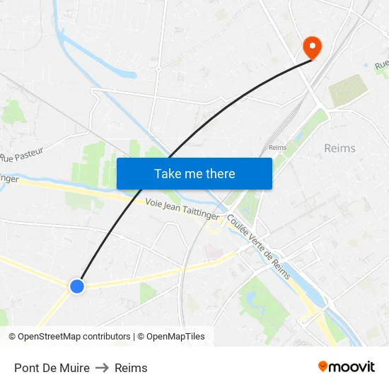 Pont De Muire to Reims map