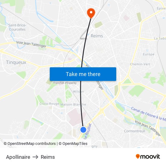 Apollinaire to Reims map