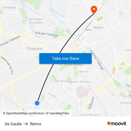 De Gaulle to Reims map