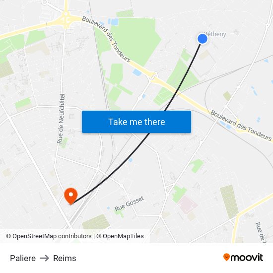 Paliere to Reims map