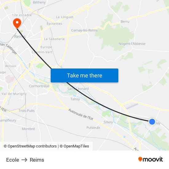 Ecole to Reims map