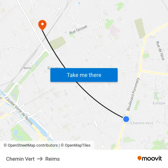 Chemin Vert to Reims map