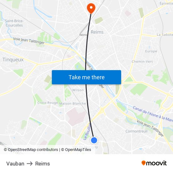 Vauban to Reims map