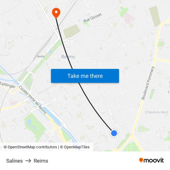 Salines to Reims map