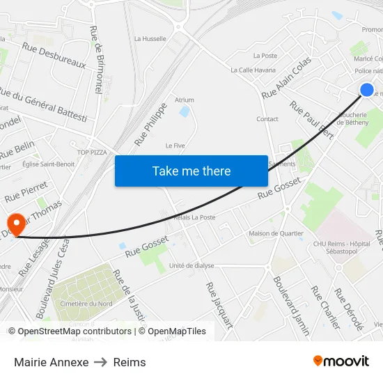 Mairie Annexe to Reims map